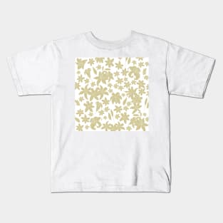 Lily Flower Pattern in Khaki Kids T-Shirt
